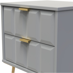 Crowndale Cube 2 Drawer Dusk Grey Bedside Table Ready Assembled - Wilko - thumbnail 6