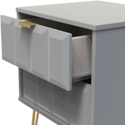 Crowndale Cube 2 Drawer Dusk Grey Bedside Table Ready Assembled - Wilko - thumbnail 7