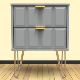 Crowndale Cube 2 Drawer Dusk Grey Bedside Table Ready Assembled - Wilko