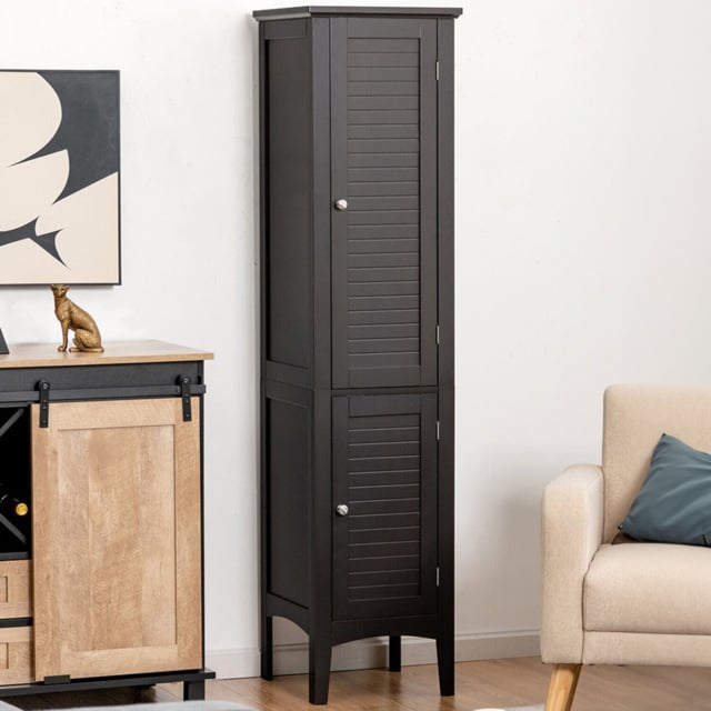 Costway 2 Door Black Freestanding Bathroom Cabinet - Size: 100 x 48 x 22cm - Wilko - image 1