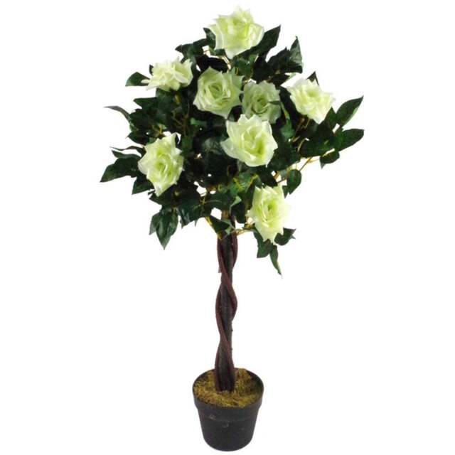 Leaf Cream Rose Artificial Tree in Pot 90cm - Size: 90 x 40 x 40cm - Wilko - image 1