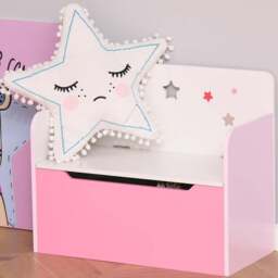 Playful Haven Pink Kids Storage Chest Bench - Size: 60 x 30 x 50cm - Wilko