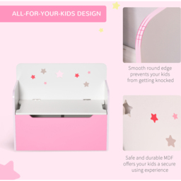 Playful Haven Pink Kids Storage Chest Bench - Size: 60 x 30 x 50cm - Wilko - thumbnail 5
