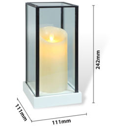 Xmas Haus Hurricane Glass Candle Holder with LED Candle 24.2 x 11cm - Size: 11 x 11 x 24cm - Multi - Wilko - thumbnail 5