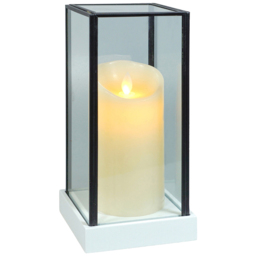 Xmas Haus Hurricane Glass Candle Holder with LED Candle 24.2 x 11cm - Size: 11 x 11 x 24cm - Multi - Wilko - thumbnail 3