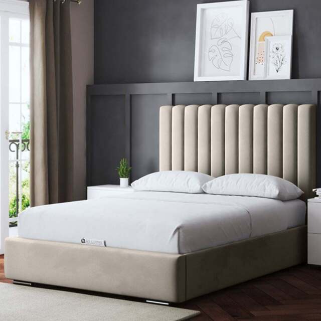 DS Living Evangeline Single Cream Upholstered Bed Frame with Headboard - Wilko - image 1