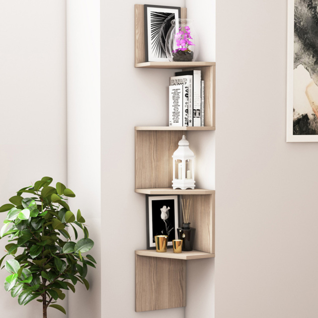 Decorotika Desaldo 4 Shelf Cordoba Corner Wall Mounted Shelving Unit - Size: 155.2 x 29.6 x 29.6cm - Grey - Wilko - image 1