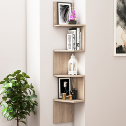 Decorotika Desaldo 4 Shelf Cordoba Corner Wall Mounted Shelving Unit - Size: 155.2 x 29.6 x 29.6cm - Grey - Wilko - thumbnail 1