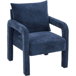 Living and Home Dark Blue Chenille Upholstered Accent Chair with Lumbar Pillow - Size: Single - Wilko - thumbnail 3