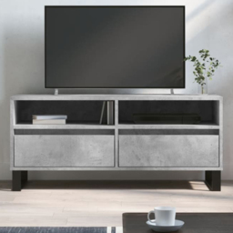 vidaXL 2 Drawer 2 Shelf Concrete Grey TV Cabinet - Size: 44.5 x 100 x 34.5cm - Wilko