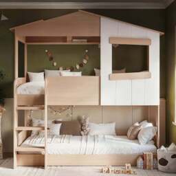 Flair Dreamland Oak Play House Bunk Bed - Size: Single - Brown - Wilko