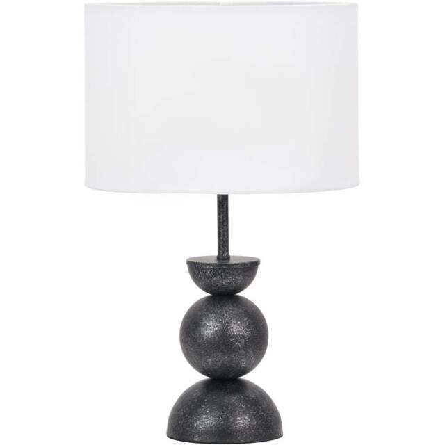 Pacific Lifestyle Vala White Textured Fabric Shade Graphite Metal Ball Table Lamp - Size: 49 x 30 x 30cm - Grey - Wilko - image 1