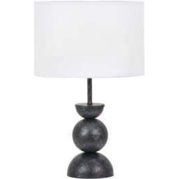 Pacific Lifestyle Vala White Textured Fabric Shade Graphite Metal Ball Table Lamp - Size: 49 x 30 x 30cm - Grey - Wilko - thumbnail 1