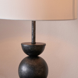 Pacific Lifestyle Vala White Textured Fabric Shade Graphite Metal Ball Table Lamp - Size: 49 x 30 x 30cm - Grey - Wilko - thumbnail 4