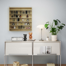 HOMCOM 7-Tier Glass Doors Oak Wall Display Cabinet - Size: 83.0 cm x 9.5 cm x 80.0 cmcm - White - Wilko - thumbnail 6