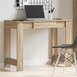 vidaXL Single Drawer Computer Desk Sonoma Oak - Size: 75 x 100 x 45cm - Brown - Wilko - thumbnail 1