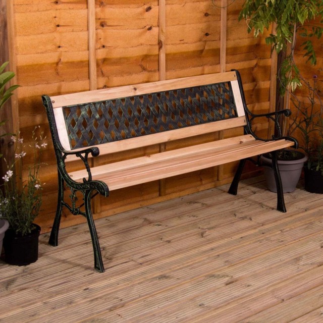 Garden Vida Cross Style Garden Bench - Size: 2 Seater - Brown - Wilko - image 1