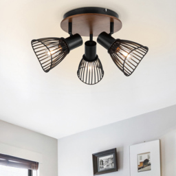 Cosylyte Hadley Matt Black 3 Light Wire Shade Spotlight - Size: 25 x 25 x 17cm - Brown - Wilko - thumbnail 3