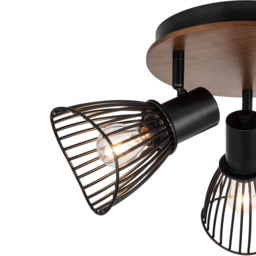 Cosylyte Hadley Matt Black 3 Light Wire Shade Spotlight - Size: 25 x 25 x 17cm - Brown - Wilko - thumbnail 5
