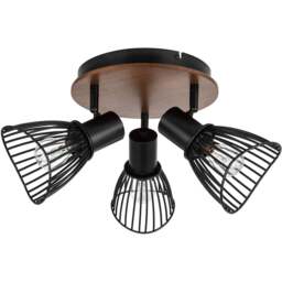 Cosylyte Hadley Matt Black 3 Light Wire Shade Spotlight - Size: 25 x 25 x 17cm - Brown - Wilko