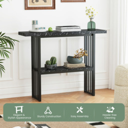 Costway Single Shelf Black Faux Marble Console Table - Size: 120 x 29 x 92.5cm - Wilko - thumbnail 6