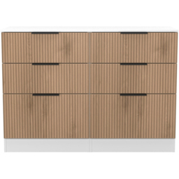 Crowndale Java 6 Drawer Slatt Effect and White Wide Midi Chest of Drawer - Wilko - thumbnail 3