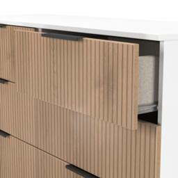 Crowndale Java 6 Drawer Slatt Effect and White Wide Midi Chest of Drawer - Wilko - thumbnail 6
