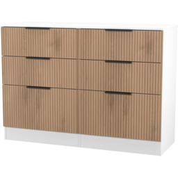 Crowndale Java 6 Drawer Slatt Effect and White Wide Midi Chest of Drawer - Wilko - thumbnail 5