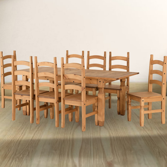 Seconique Corona 8 Seater Extending Dining Set Distressed Waxed Pine - Brown - Wilko - image 1
