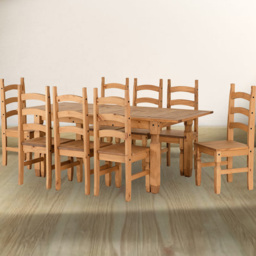 Seconique Corona 8 Seater Extending Dining Set Distressed Waxed Pine - Brown - Wilko - thumbnail 1
