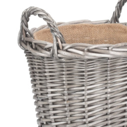 Red Hamper Small Wicker Lined Log Basket - Size: 24 x 24 x 21cm - Brown - Wilko - thumbnail 3