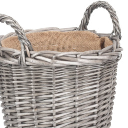 Red Hamper Small Wicker Lined Log Basket - Size: 24 x 24 x 21cm - Brown - Wilko - thumbnail 4