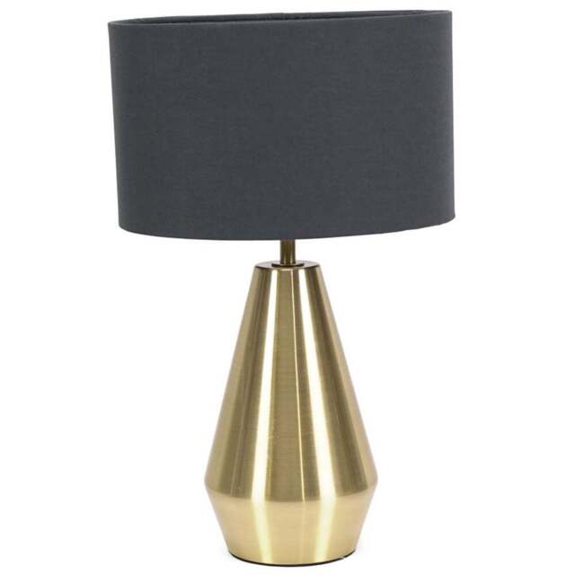 ValueLights Jax Charcoal Shade Antique Brass Touch LED Table Lamp - Size: 41 x 25 x 25cm - Gold - Wilko - image 1