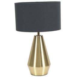 ValueLights Jax Charcoal Shade Antique Brass Touch LED Table Lamp - Size: 41 x 25 x 25cm - Gold - Wilko