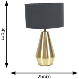 ValueLights Jax Charcoal Shade Antique Brass Touch LED Table Lamp - Size: 41 x 25 x 25cm - Gold - Wilko - thumbnail 7