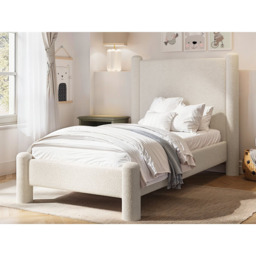 Flair Rayne Single Beige Boucle Fabric Pillar Bed - Cream - Wilko - thumbnail 7