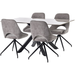Julian Bowen Jonah Set of 2 Grey Chenille Upholstered Swivel Dining Chair - Wilko - thumbnail 6
