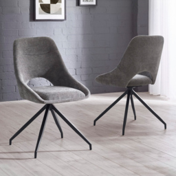 Julian Bowen Jonah Set of 2 Grey Chenille Upholstered Swivel Dining Chair - Wilko - thumbnail 1