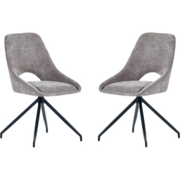 Julian Bowen Jonah Set of 2 Grey Chenille Upholstered Swivel Dining Chair - Wilko - thumbnail 3
