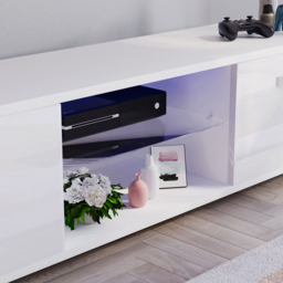 Vida Designs Cosmo 2 Door White TV Unit with LED - Size: 40 x 160 x 38cm - Wilko - thumbnail 5