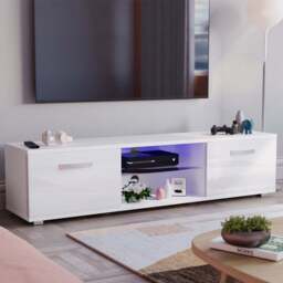 VIDA DESIGNS Cosmo 2 Door White TV Unit with LED - Size: 40 x 160 x 38cm - Wilko