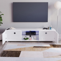 Vida Designs Cosmo 2 Door White TV Unit with LED - Size: 40 x 160 x 38cm - Wilko - thumbnail 7
