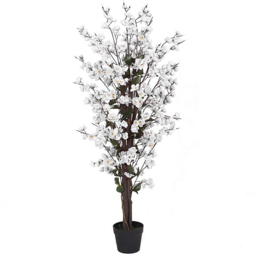 Leaf White Blossom Artificial Tree in Pot 120cm - Size: 120 x 40 x 40cm - Wilko