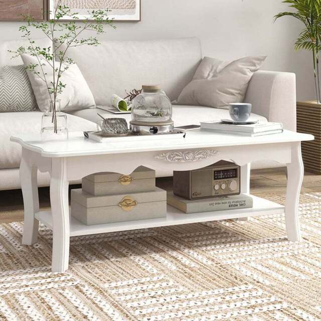 Portland White Wooden Coffee Table - Size: 94 x 44 x 43cm - Wilko - image 1