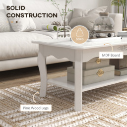 Portland White Wooden Coffee Table - Size: 94 x 44 x 43cm - Wilko - thumbnail 7