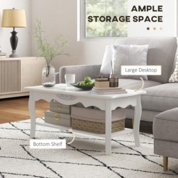 Portland White Wooden Coffee Table - Size: 94 x 44 x 43cm - Wilko - thumbnail 6