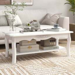 Portland White Wooden Coffee Table - Size: 94 x 44 x 43cm - Wilko