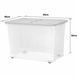 Wham 80L Grey Storage Box with Wheels and Lid 2 Pack - Wilko - thumbnail 5