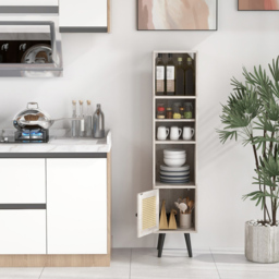 Costway Single Door 4 Shelf Grey Slim Wooden Cabinet - Size: 139 x 37 x 11cm - Wilko - thumbnail 5