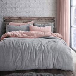 Velosso Single Blush Silver Teddy Fleece Reversible Duvet Set - Multi - Wilko - thumbnail 3
